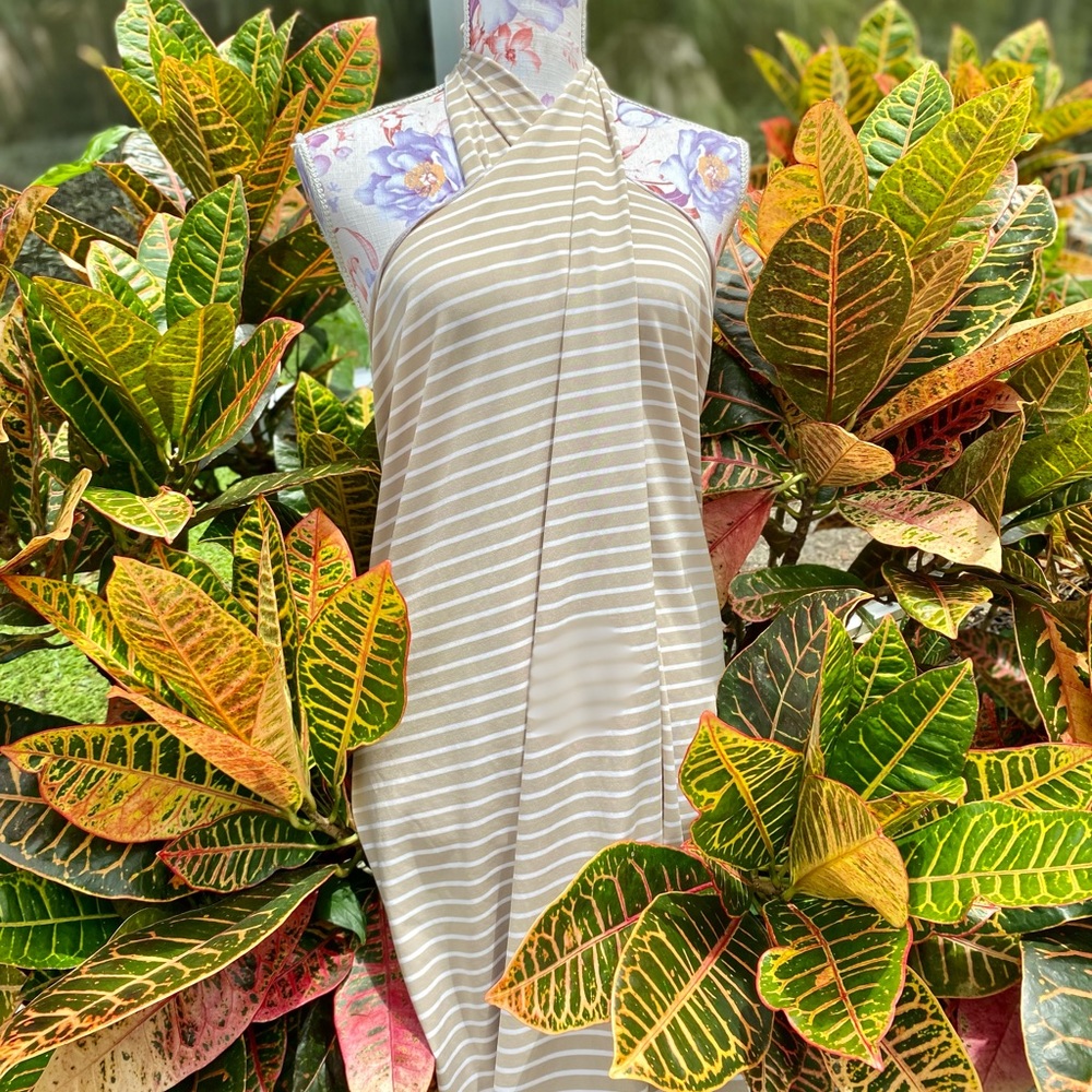 Vtg Striped Sarong Beach OS Knit Classic cover up